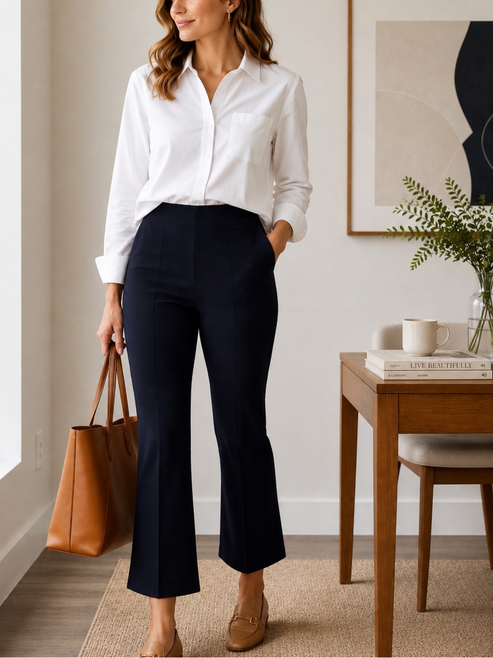 Old Navy Extra High-Waisted Stevie Crop Flare Pants Navy Large NWT
